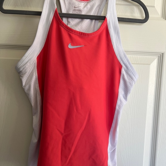 Nike Women’s Triathlon Tri Sports Tank Top - Coral & White Racerback Size Large - Picture 6 of 10